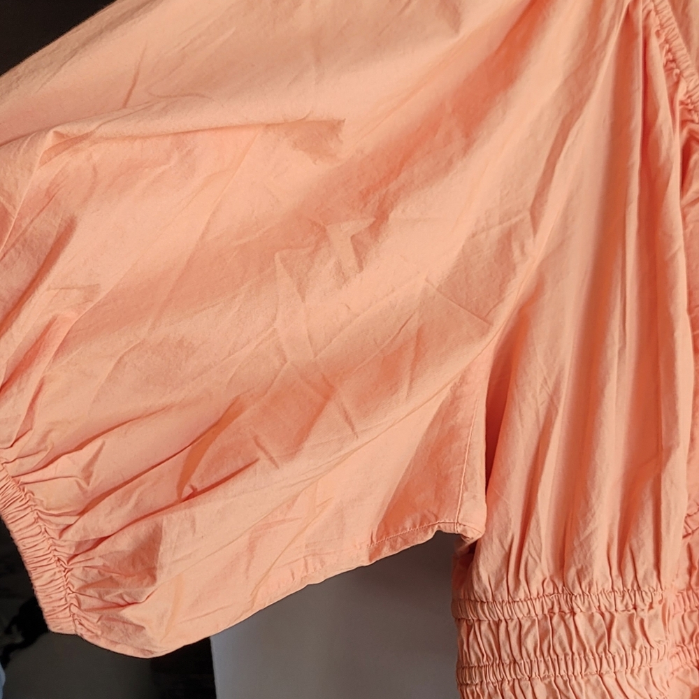 Old Navy Women's Vibrant Orange Ruched Blouse - Picture 4 of 5